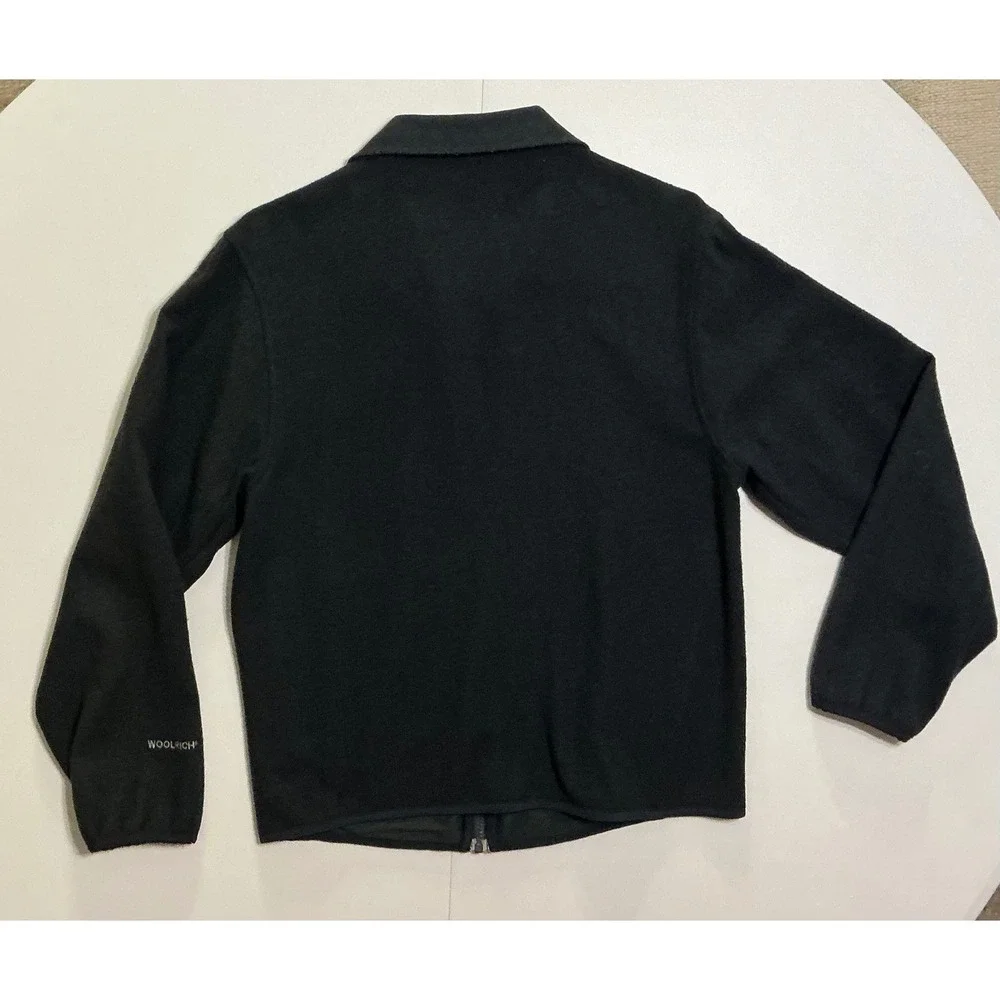 VTG Woolrich Penn State University 100% Wool Full Zip Jacket Preppy Black Mens M